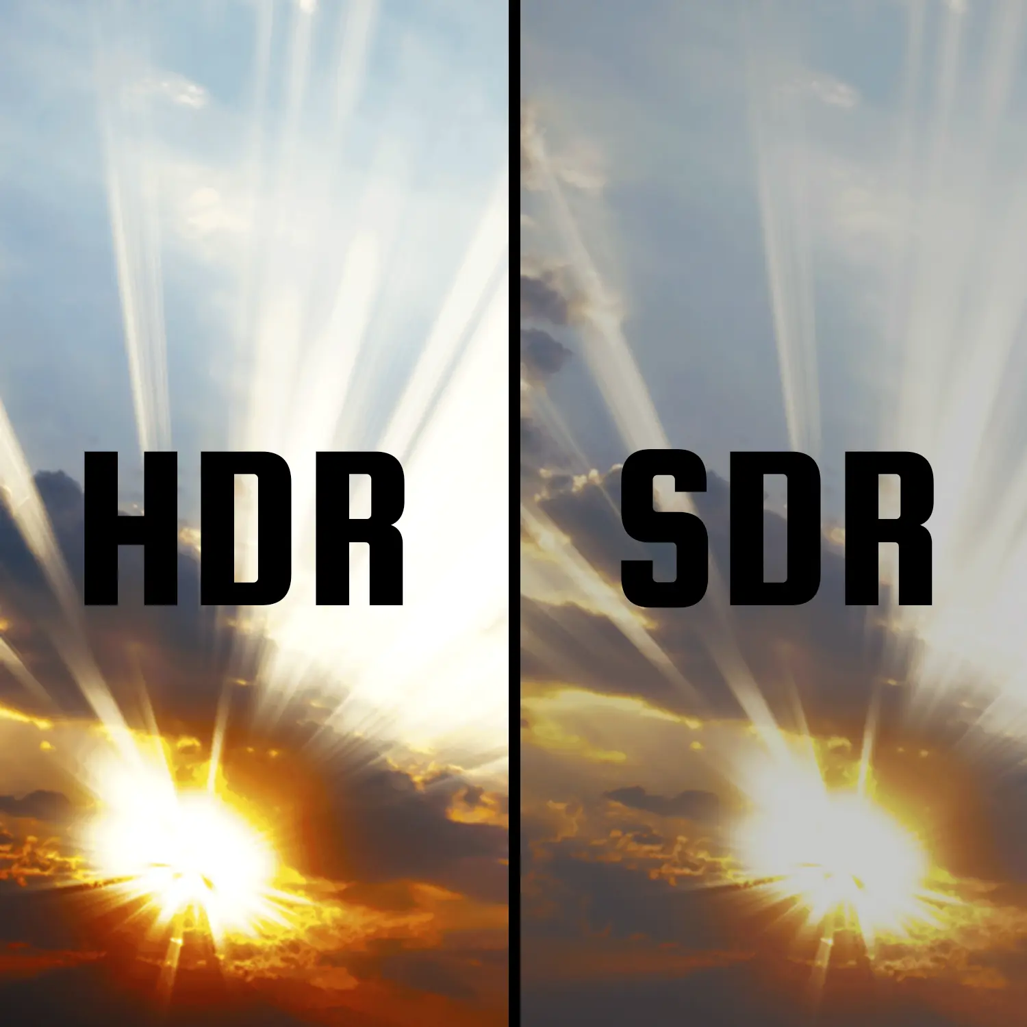 una simulazione visiva della differenza tra HDR e il normale SDR